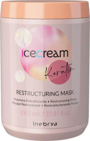 Inebrya, Ice Cream Keratin, Hårbehandlingskräm mask, Omstrukturering, 1000 ml