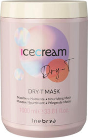 Inebrya, Ice Cream Dry-T, Hårbehandlingskräm mask, Återfuktande, 1000 ml