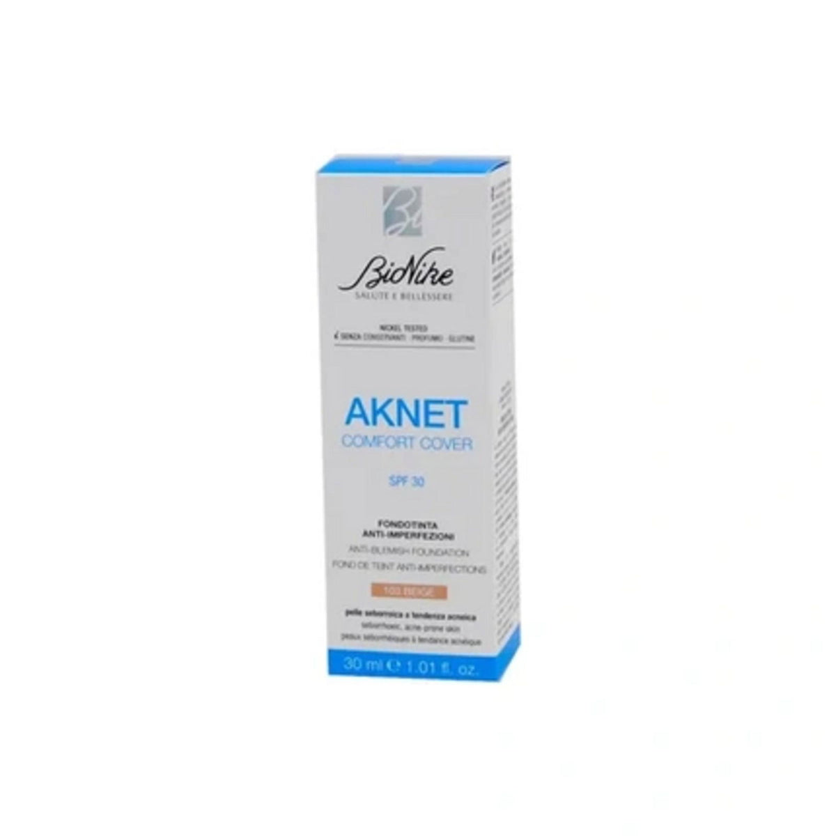 BioNike, Comfort Cover, Anti-Blemish, Flytande foundation, 103, Beige, SPF 30, 30 ml