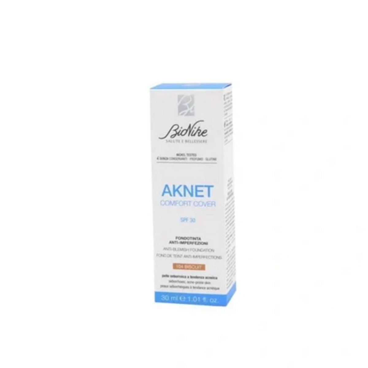 BioNike, Comfort Cover, Anti-Blemish, Flytande foundation, 104, Kex, SPF 30, 30 ml