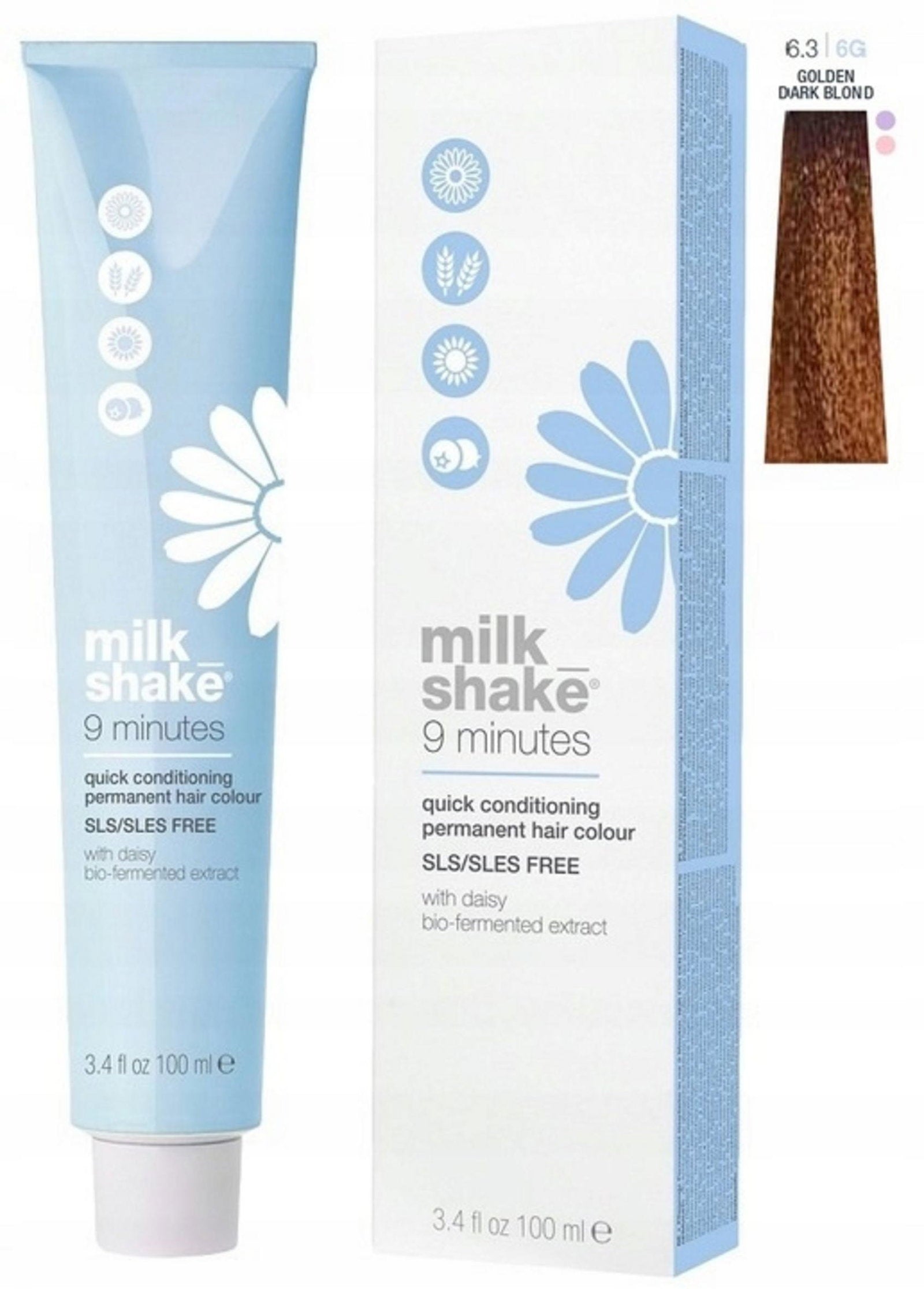 Milk Shake, 9 Minutes, Permanent hårfärg, 6.35 Dark Blonde, 100 ml