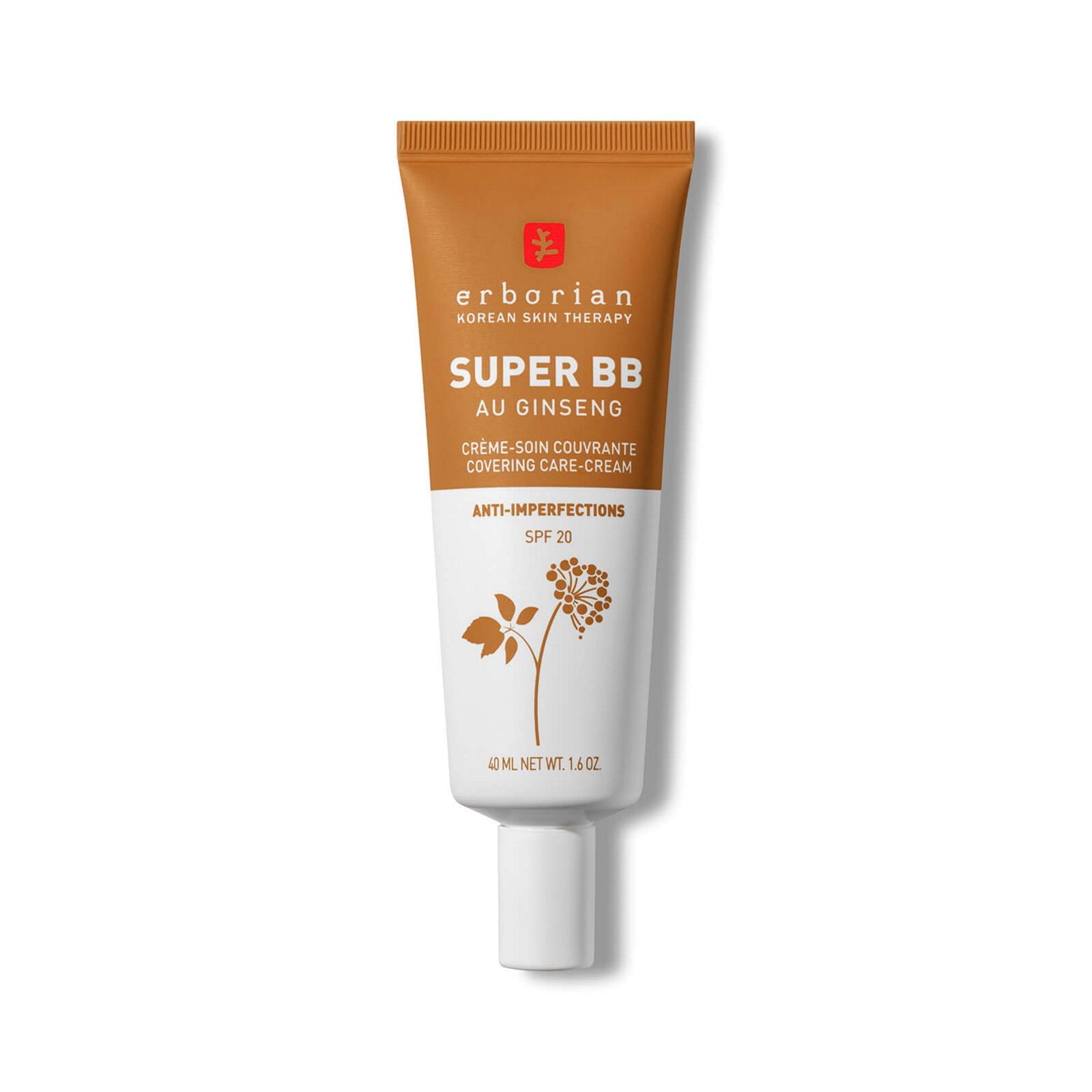 Erborian, Super BB, Ginseng, Hög täckning, BB-kräm, 20, Karamell, SPF 20, 40 ml
