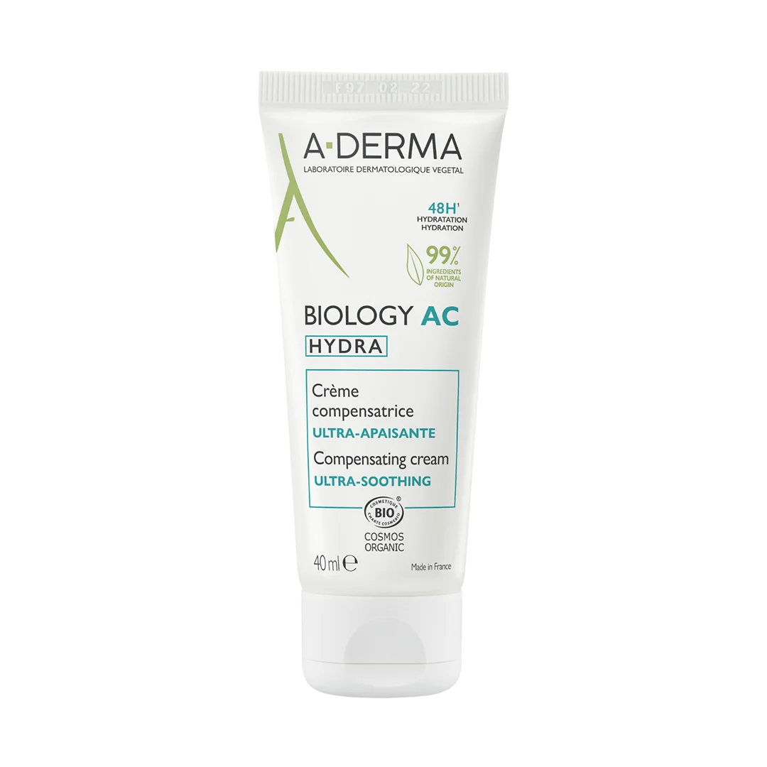 A-Derma, Biology AC Hydra, Vegan, Lugnande, Dagligen, Grädde, Hud, 40 ml