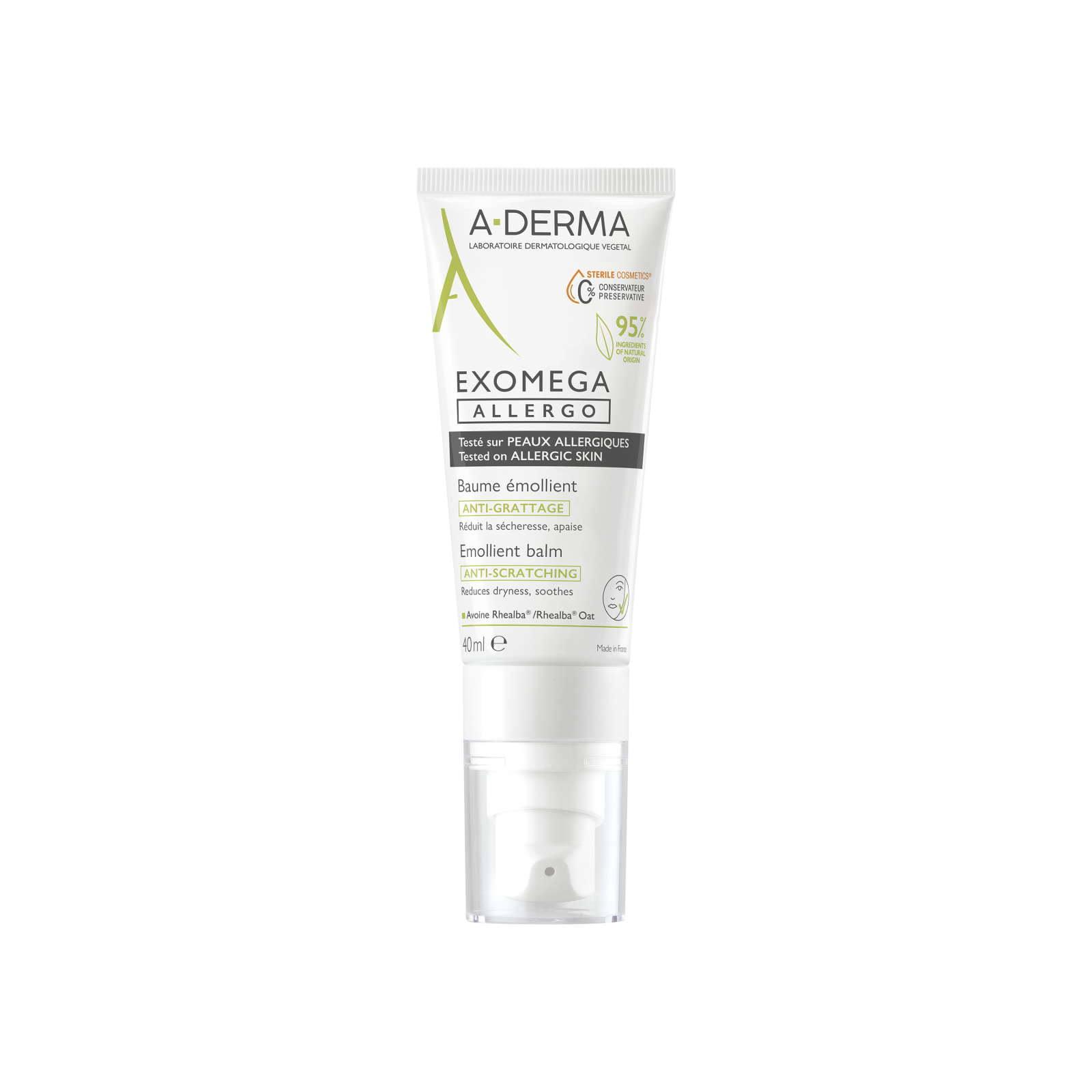 A-Derma, Exomega Allegro, Mjukgörare, Balsam, För ansiktet, 40 ml