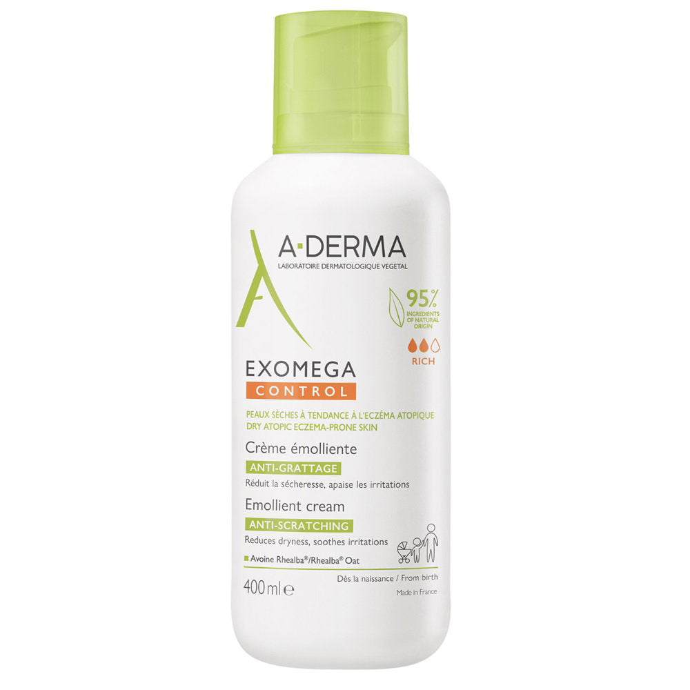 A-Derma, Exomega Control, Mjukgörare, Grädde, För ansikte & kropp, 400 ml