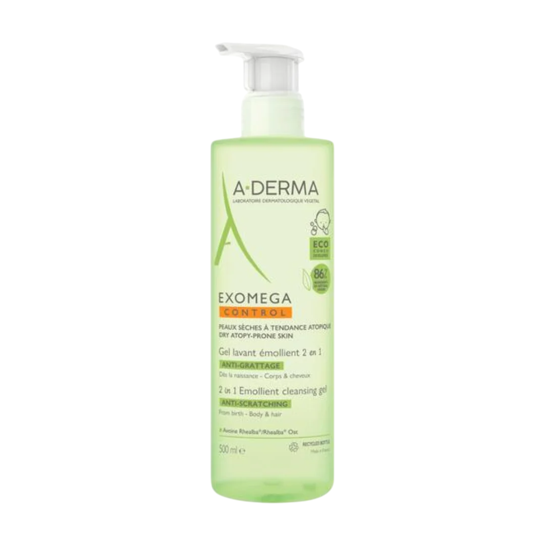 A-Derma, Exomega Control, Mjukgörare, Duschgel, För hår & kropp, Alla hudtyper, 500