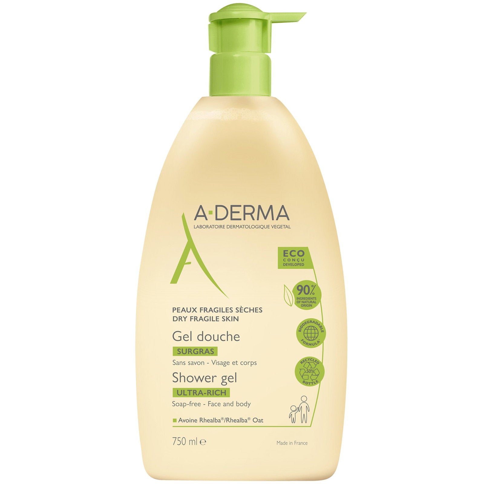 A-Derma, Ultra Rich, Duschgel, Kropp, Alla hudtyper, 750 ml