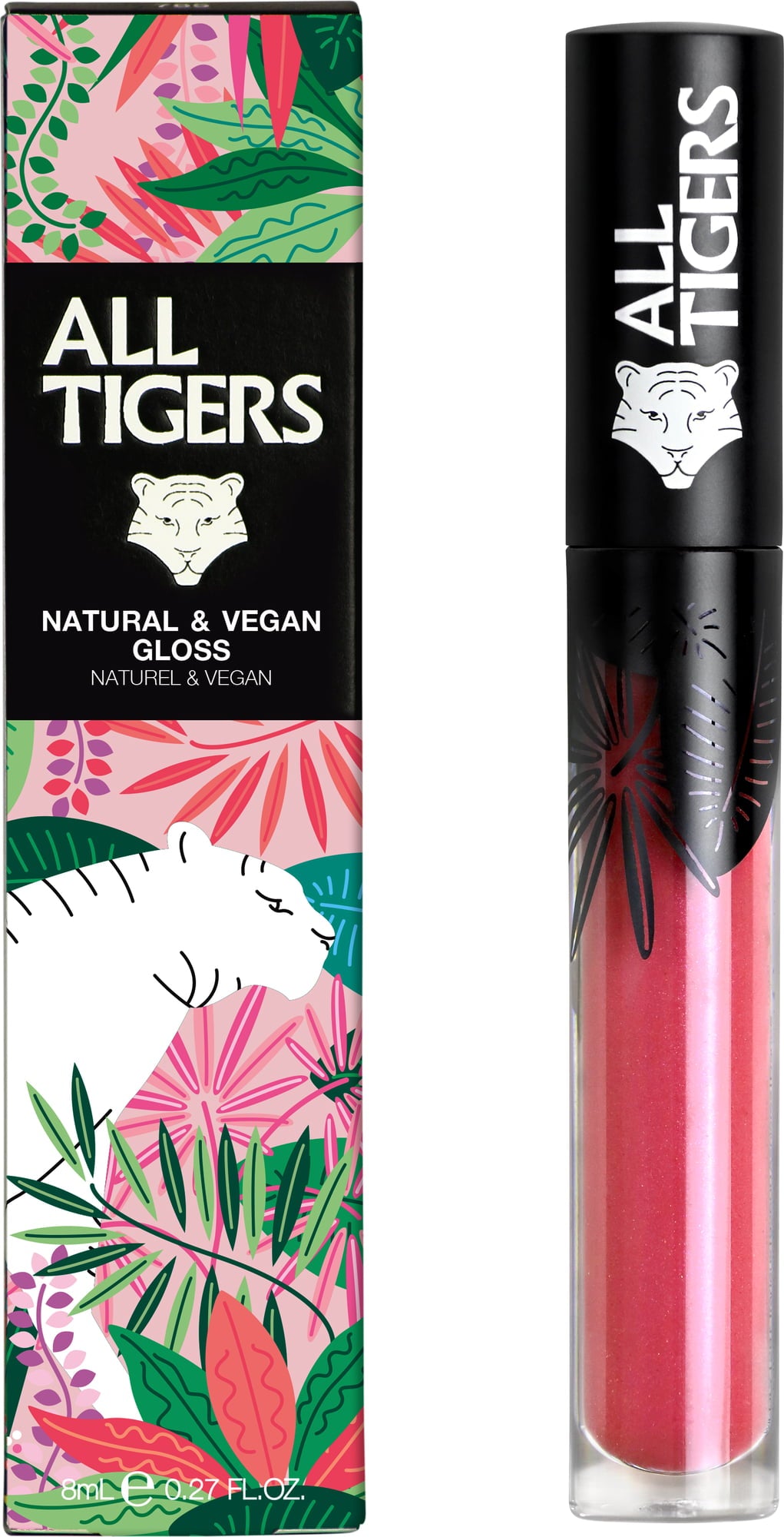 All Tigers, Natural & Vegan, Naturlig, Skinande, Läppglans, 601, Tysta kritikerna, 8 ml