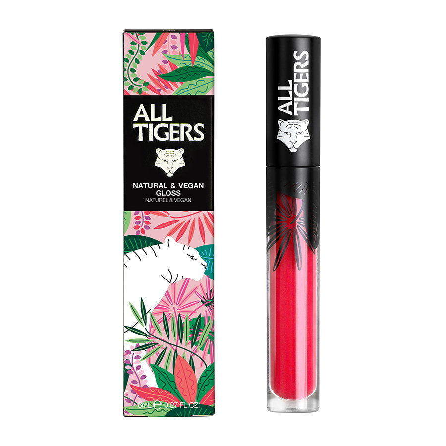 All Tigers, Natural & Vegan, Naturlig, Skinande, Läppglans, 801, Lev med passion, 8 ml