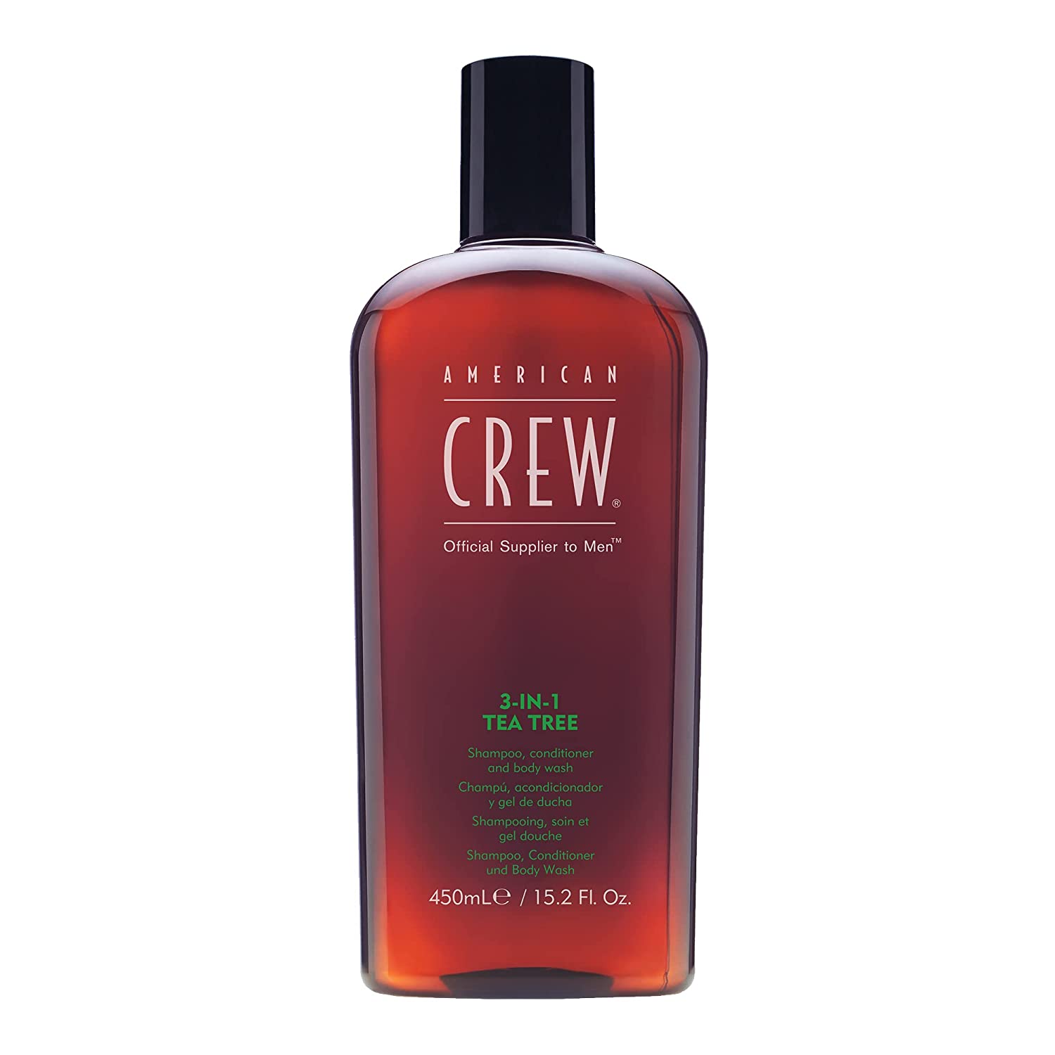 American Crew, 3-In-1 Tea Tree, Tea tree olja, Hårschampo, balsam & duschgel 3-i-1, För återfuktning, 450 ml