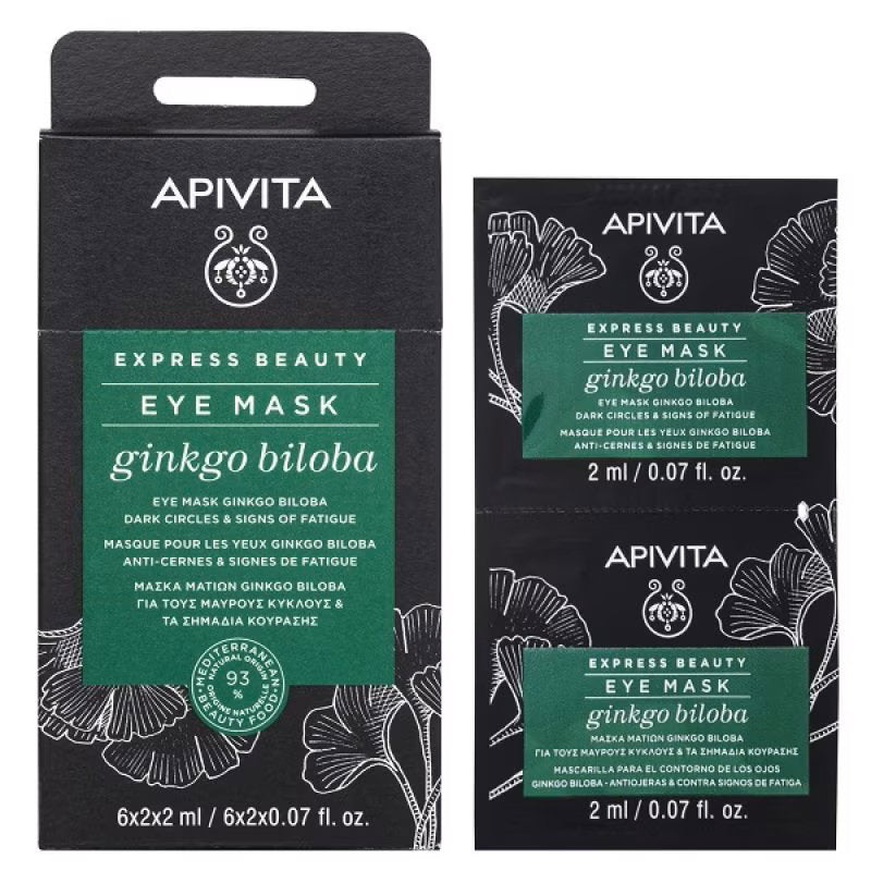 Set, Apivita, Ginko Biloba, Revitalisering, Veckovis, Ögonkrämsmask, 2 st, 2 ml