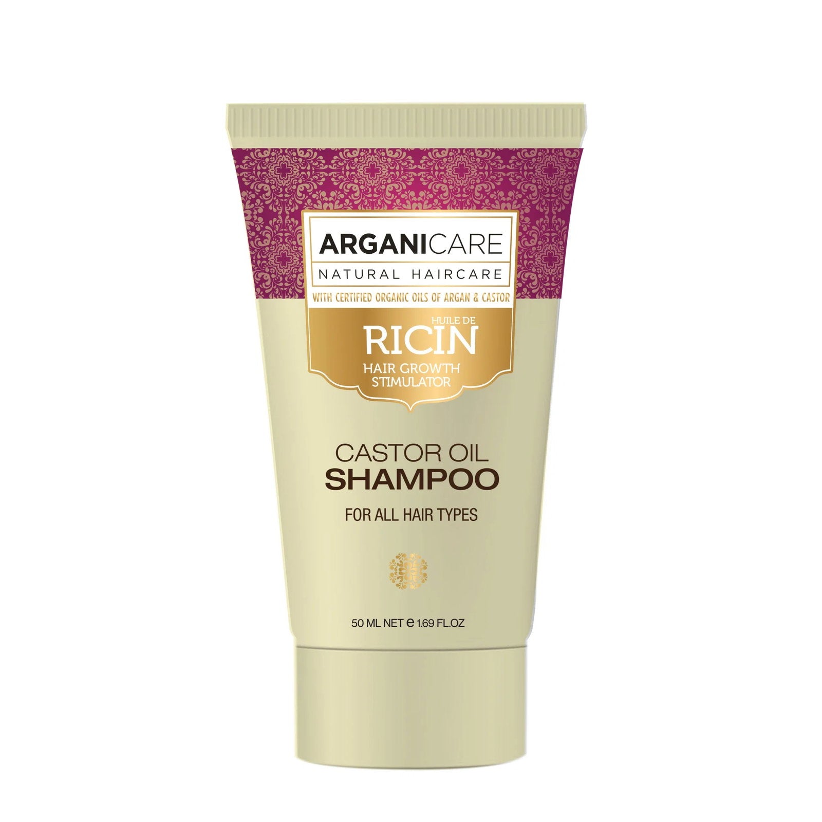 Arganicare, Castor Oil, Hårschampo, För tillväxtstimulering, 50 ml