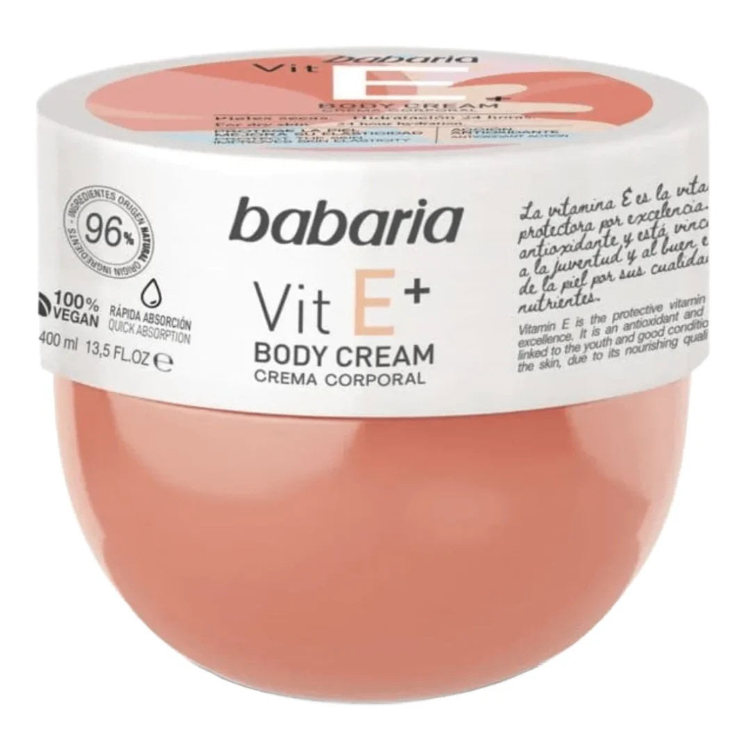 Babaria, Vitamin E, Återfuktande och näringsgivande, Kroppskräm, Dagligen, 400 ml