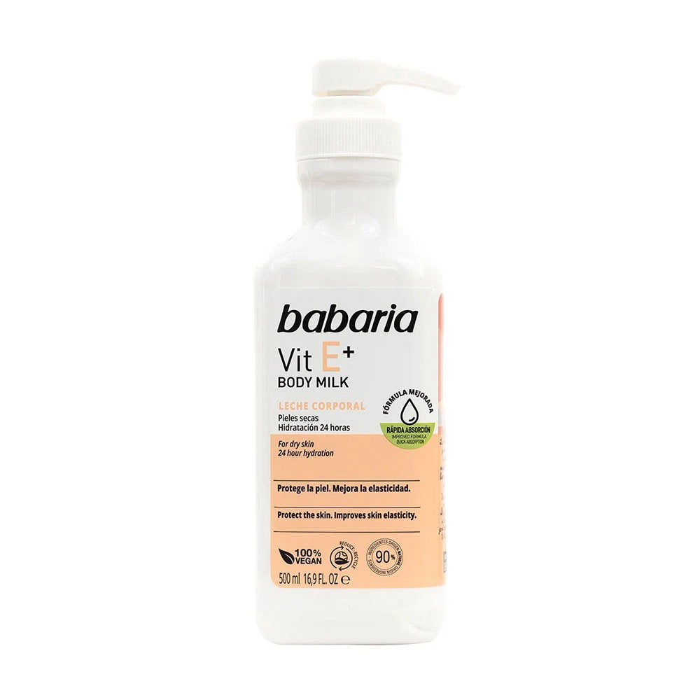 Babaria, Vitamin E, Ökar elasticiteten, Kroppsmjölk, Dagligen, 500 ml