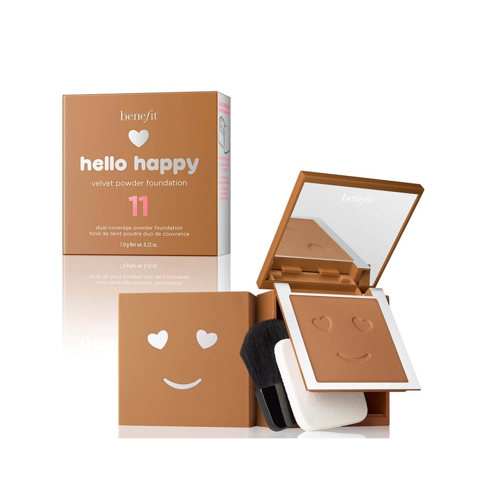 Benefit, Hello Happy Velvet, Matt finish, Kompakt foundation, 11, Mörk neutral, 7 g