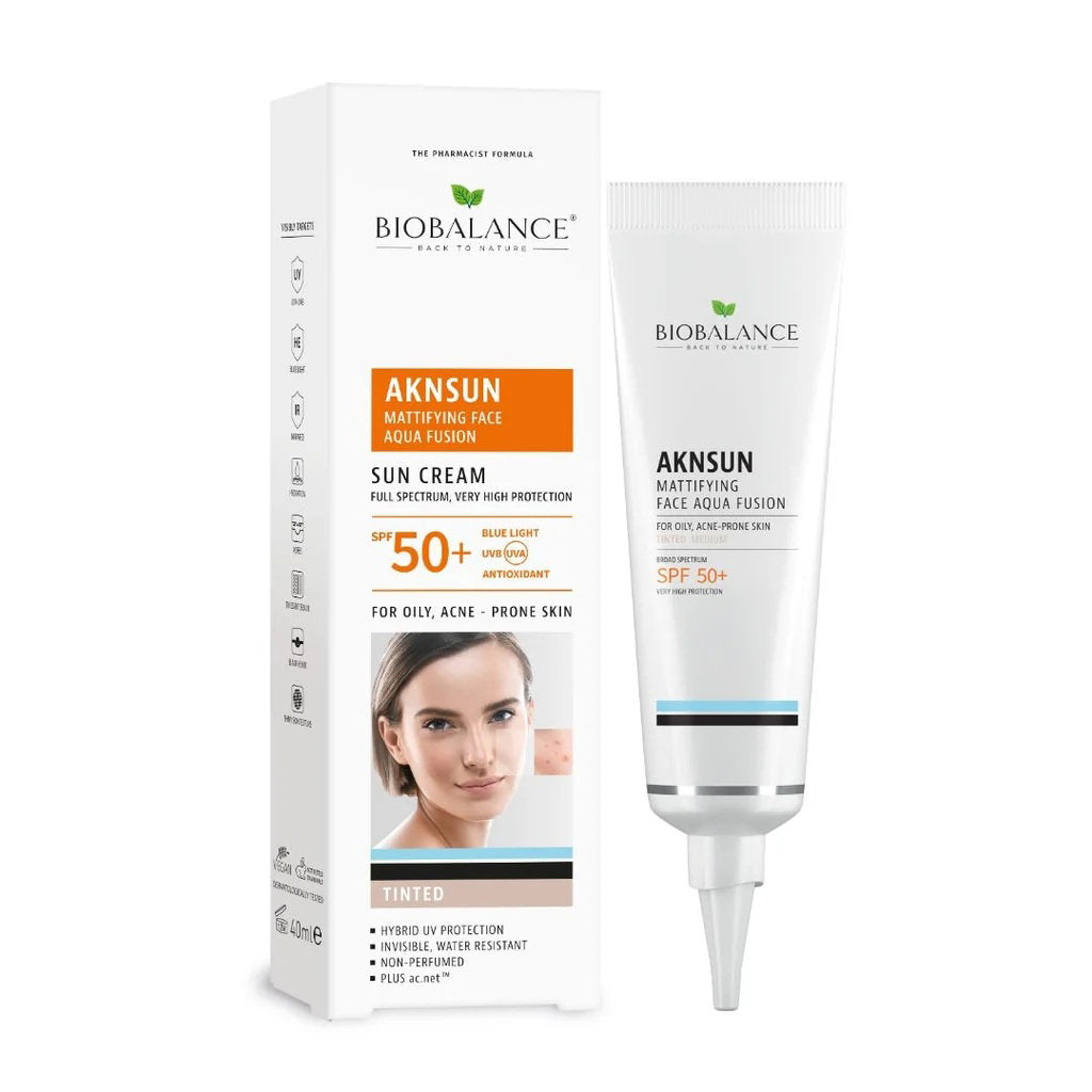 Bio Balance, AKNSUN, Mattifying & Protecting, Grädde, För ansiktet, SPF 50, 40 ml