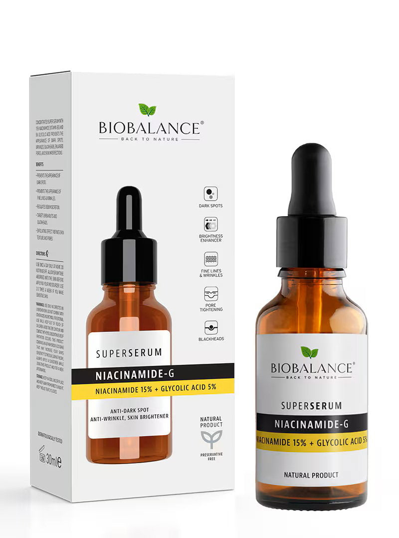 Bio Balance, Niacinamide-G, Mot mörka fläckar och rynkor, Serum, För ansiktet, 30 ml