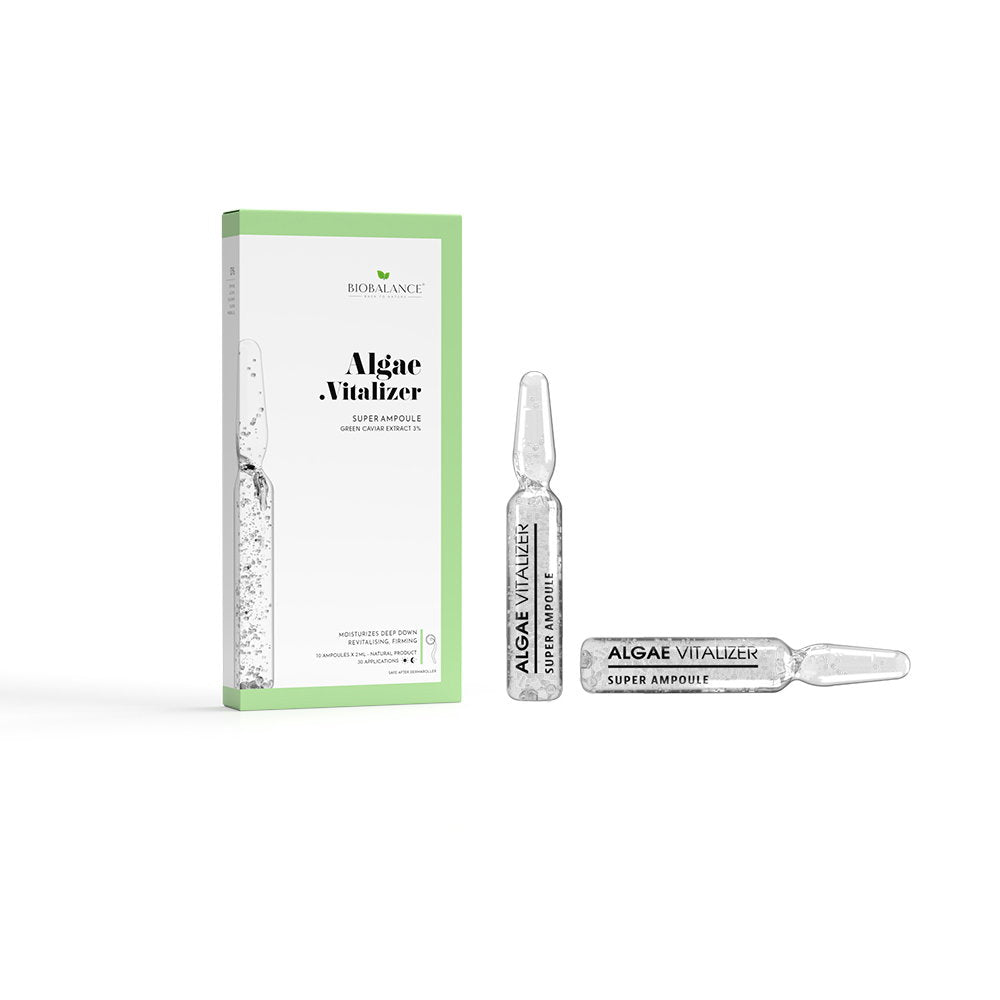 Bio Balance, Algae Vitalizer, Hydrating & Firming & Revitalising, Dag & Natt, Ampullbehandlingsserum, Dehydration & Loss Of Firmness & Loss Of Elasticity, För ansikte & hals, För kvinnor, 10 st, 2 ml