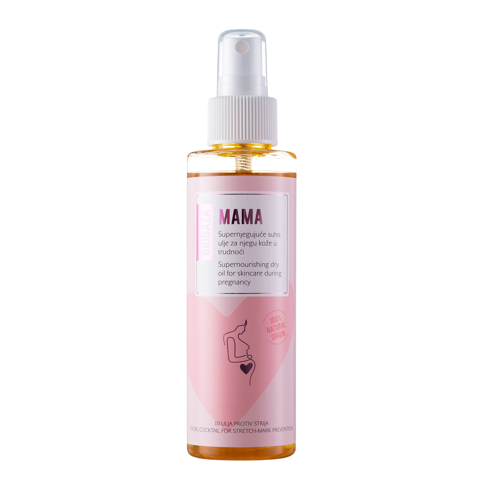 Biobaza, Mama, Naturliga ingredienser, Mot bristningar, Dagligen, Olja, Abdomen & Thighs, 150 ml