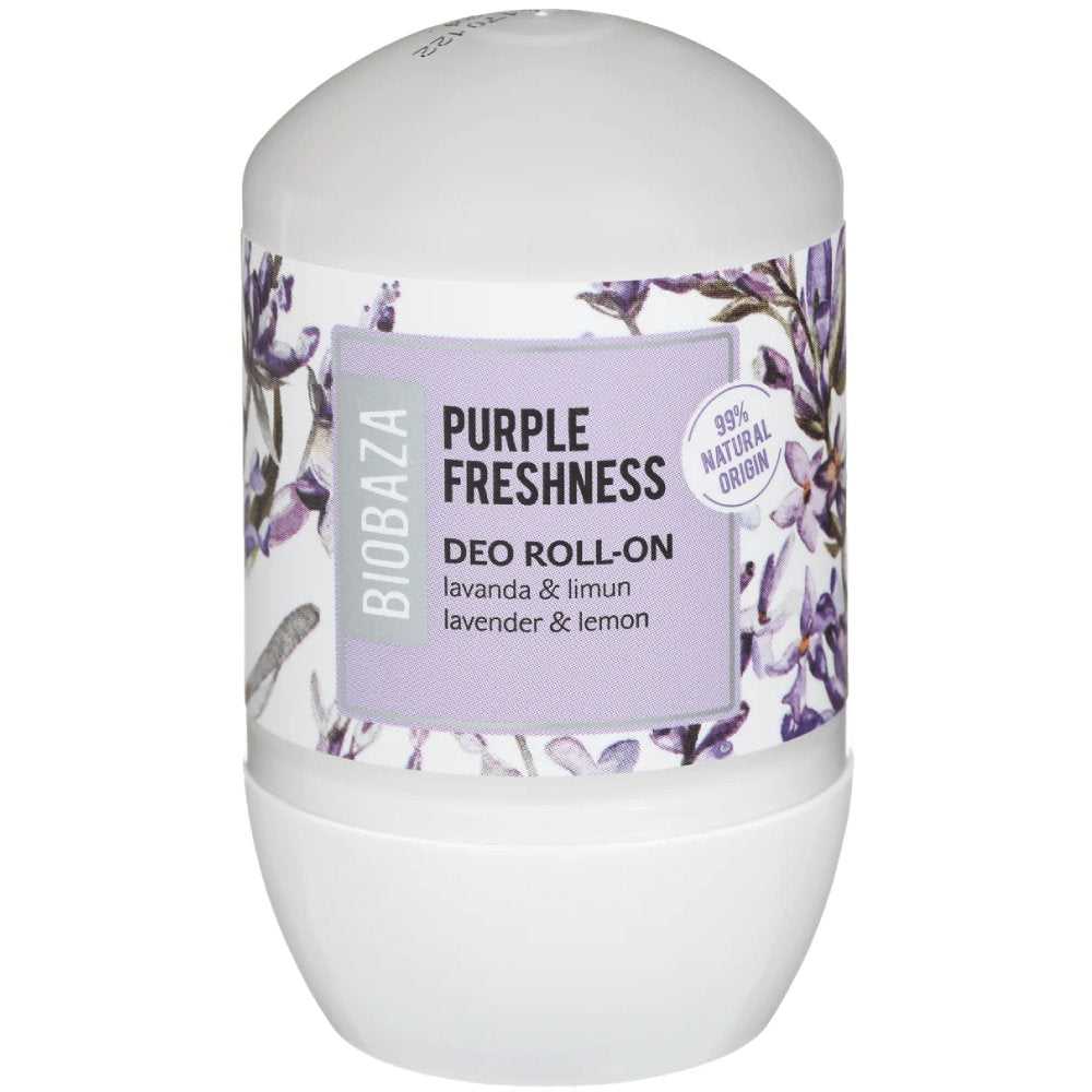 Biobaza, Purple Freshness, Naturliga ingredienser, Uppfriskande, Floral & Citrus, Deodorant roll-on, För kvinnor, 50 ml