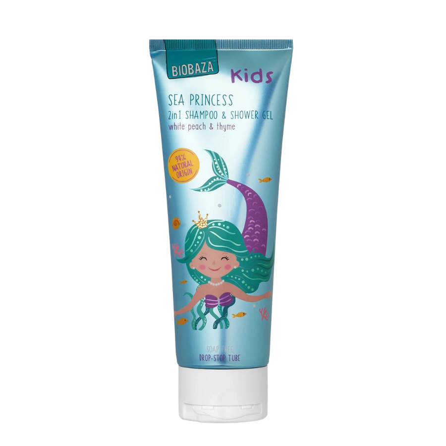 Biobaza, Sea Princess, Fruktig, Duschgel & schampo 2-i-1, Naturlig, 250 ml