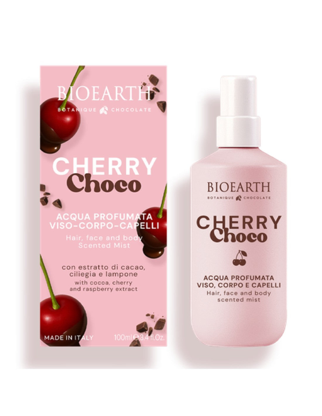 Bioearth, Cherry Choco, Uppfriskande, Dimma spray, För kropp, ansikte & hår, 100 ml