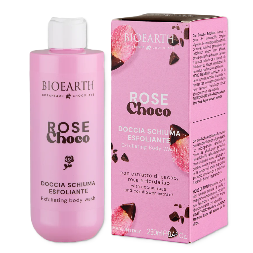 Bioearth, Rose Choco, Cleansing & Exfoliating, Duschgel, För alla hudtyper, 250 ml