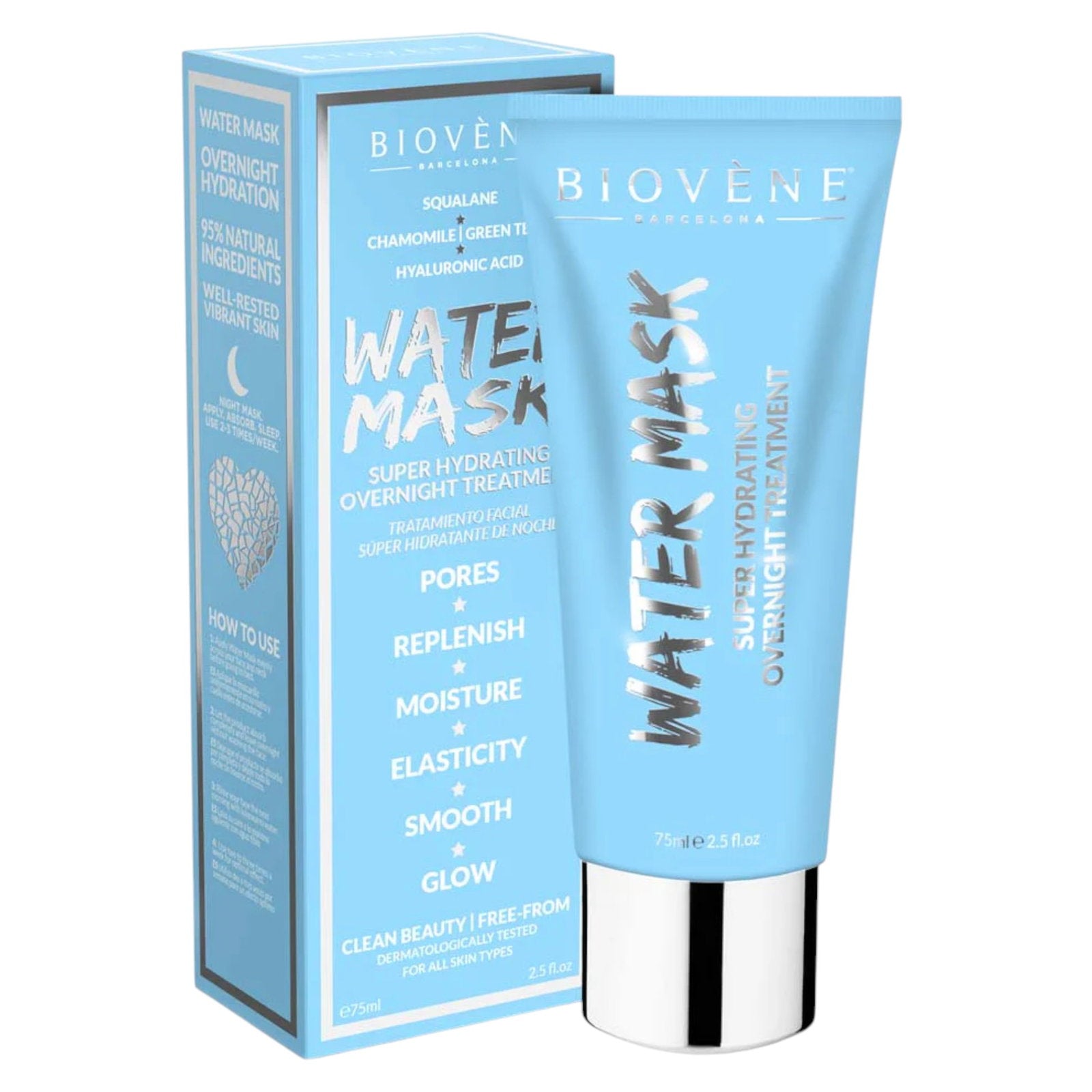 Biovene, Water Mask, Återfuktande, Peel-Off Mask, Över natten, För ansiktet, 75 ml