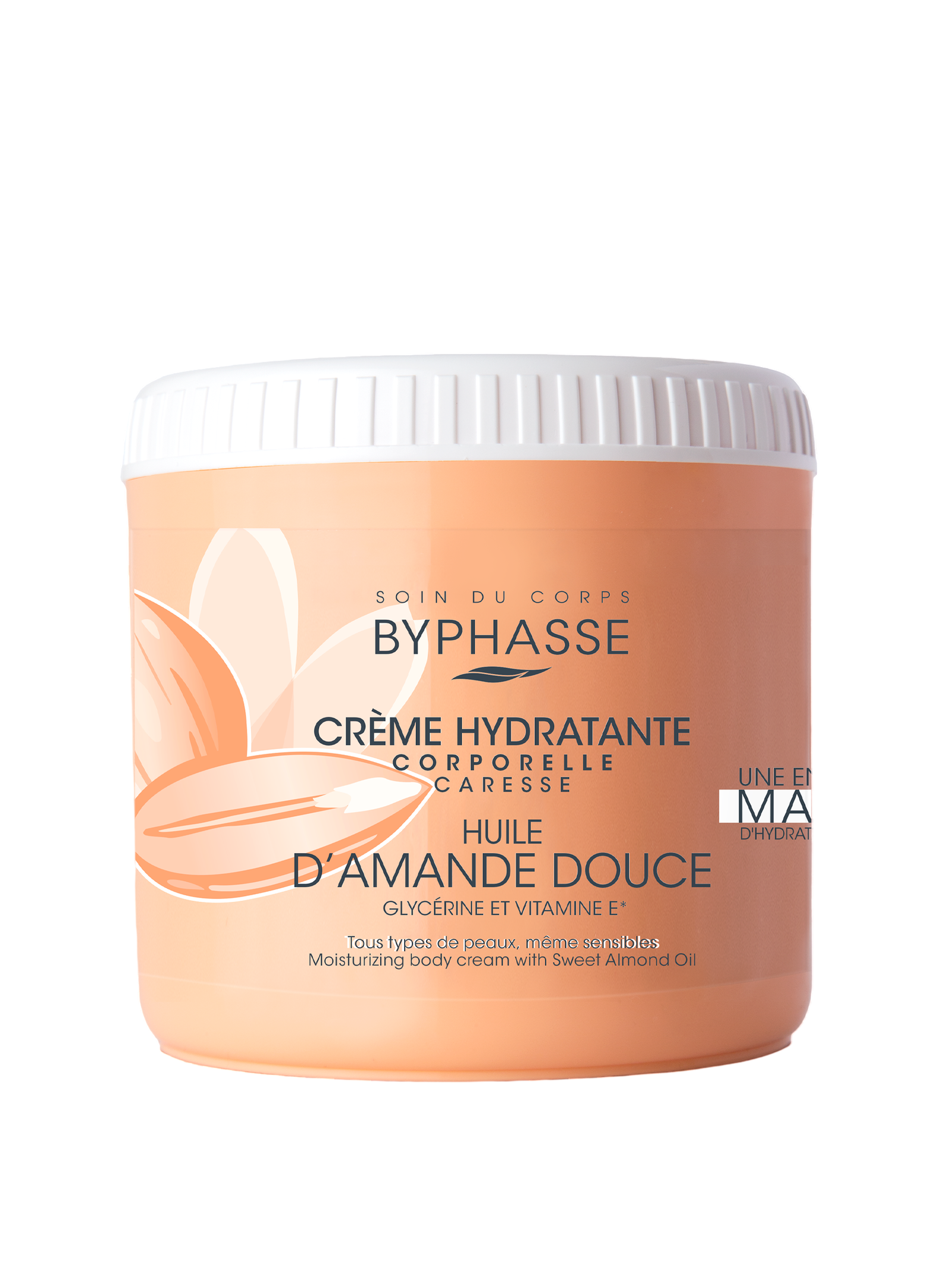Byphasse, Sweet Almond, Återfuktande, Kroppskräm, 500 ml