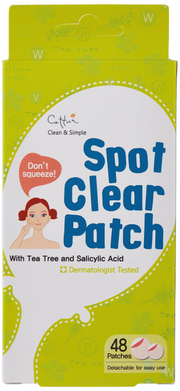 Cettua, Spot Clear, Mot Akne, Lokal behandlingsplåster, För ansiktet, 48 pcs