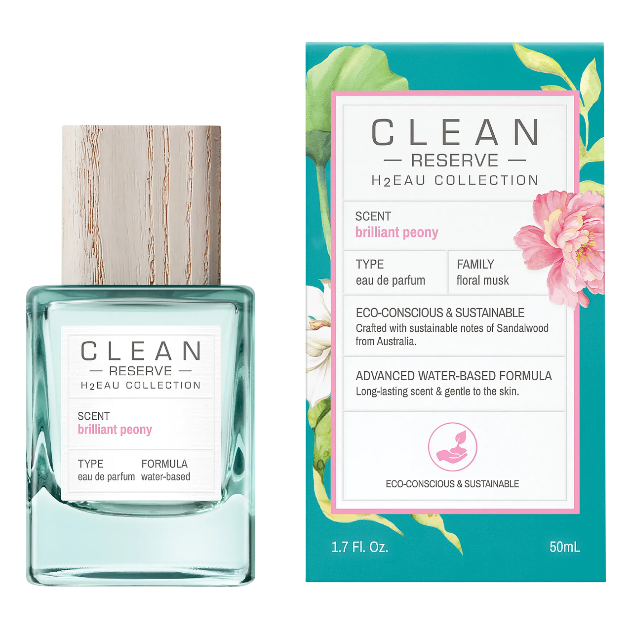 Clean, H2Eau Brilliant Peony, Parfymvatten, Unisex, 50 ml