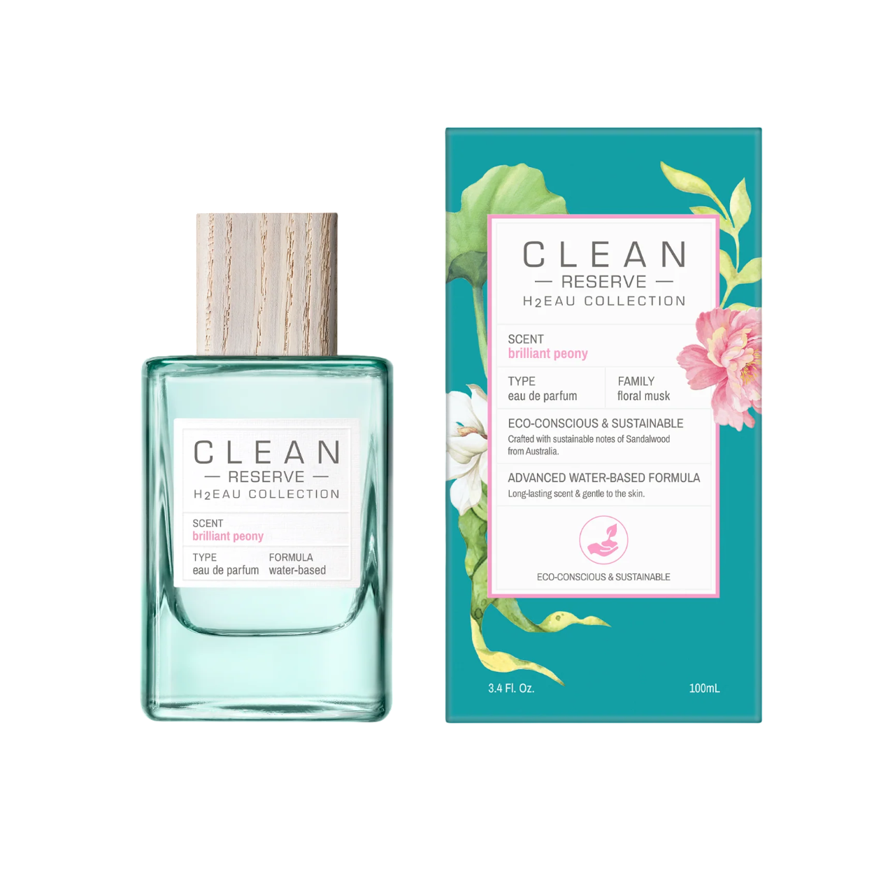 Clean, H2Eau Brilliant Peony, Parfymvatten, Unisex, 100 ml