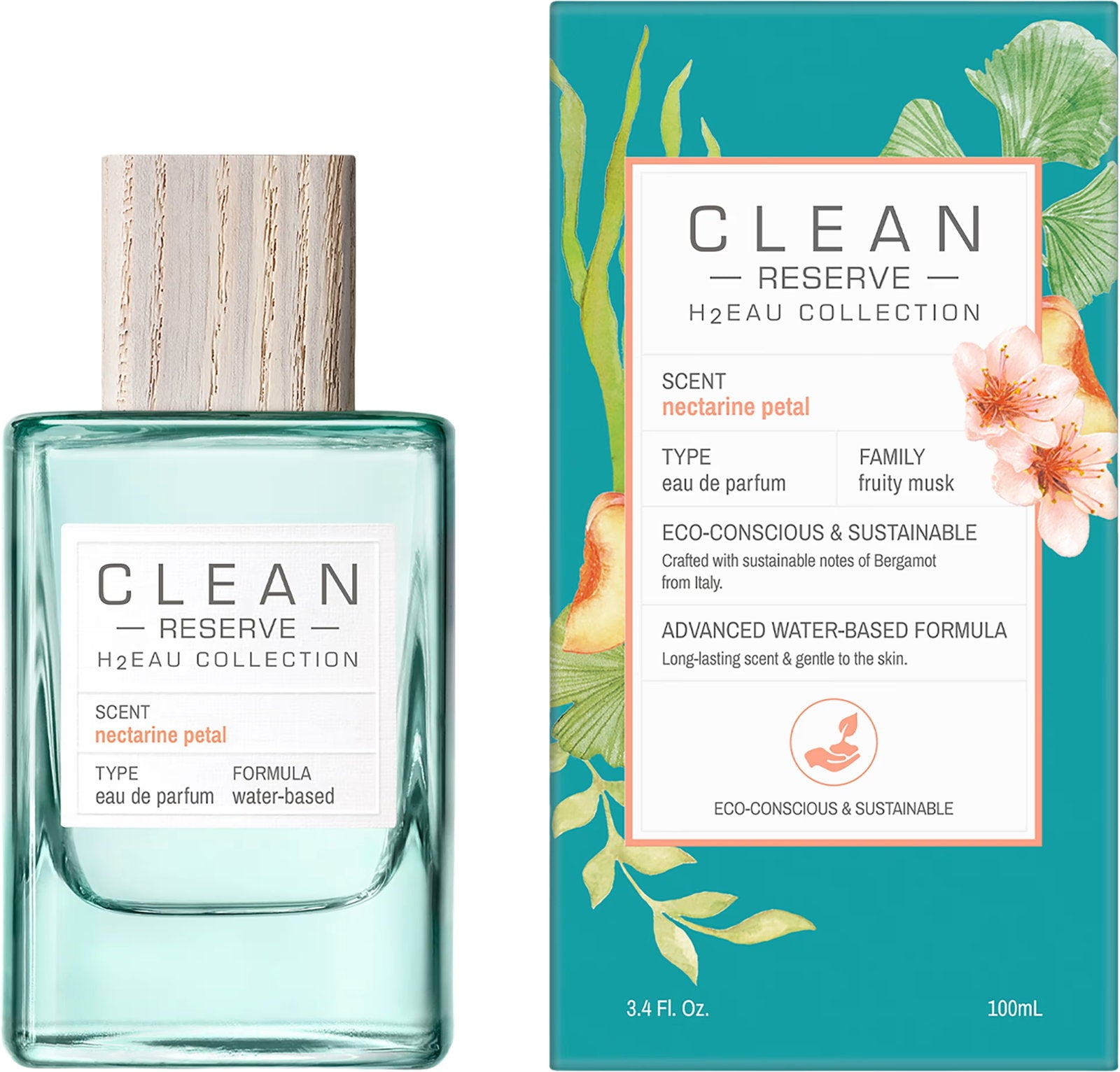 Clean, H2Eau Nectarine Petal, Parfymvatten, För kvinnor, 100 ml