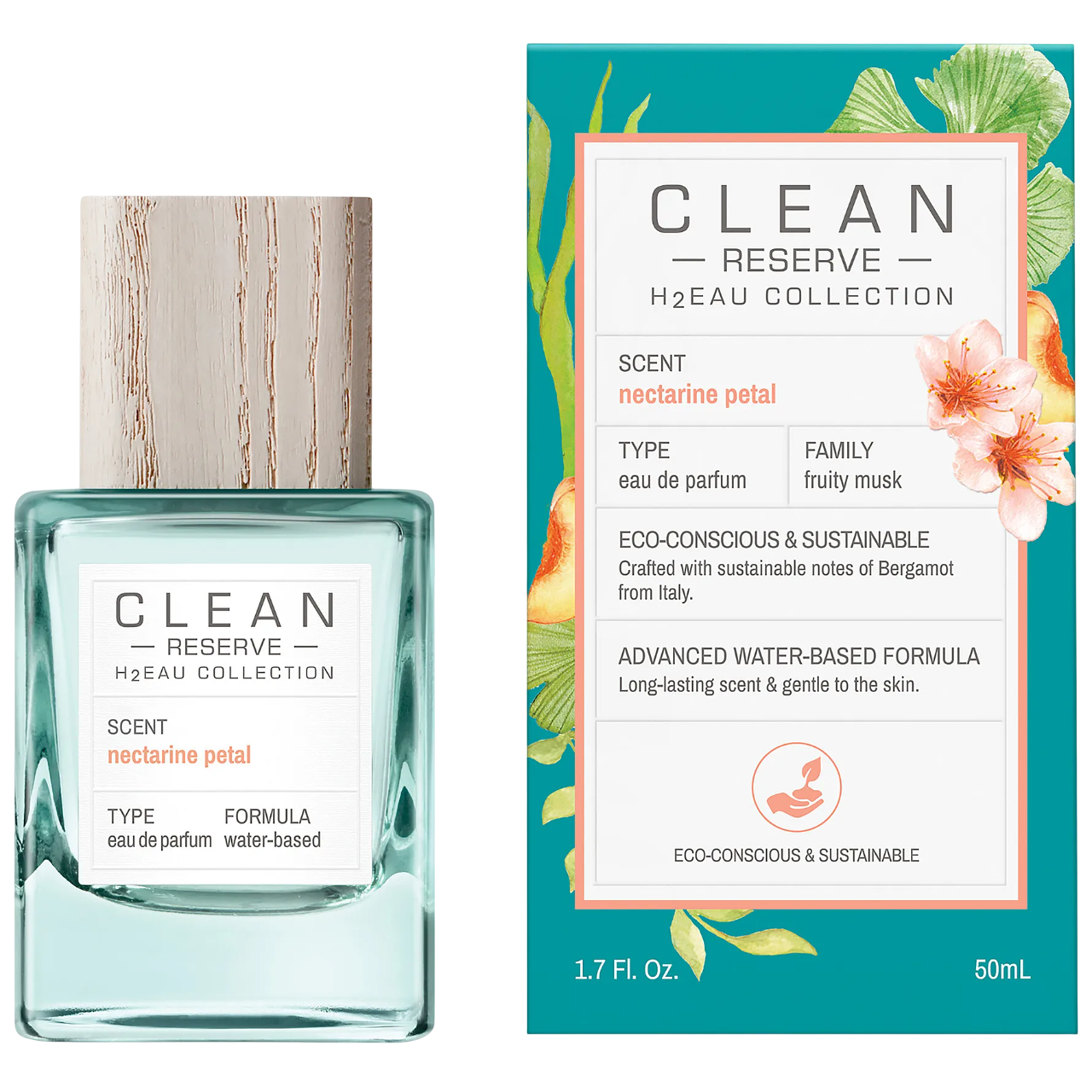 Clean, H2Eau Nectarine Petal, Parfymvatten, För kvinnor, 50 ml