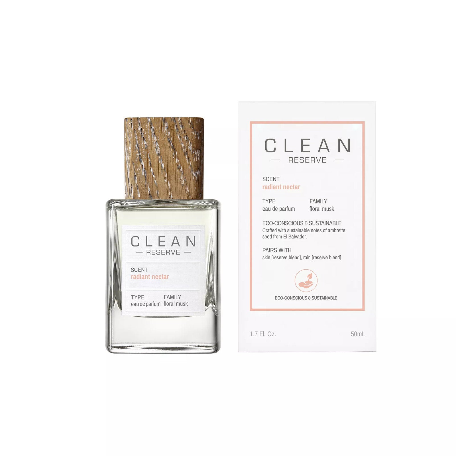 Clean, Reserve - Radiant Nectar, Parfymvatten, Unisex, Påfyllning, Påfyllningsbar, 50 ml