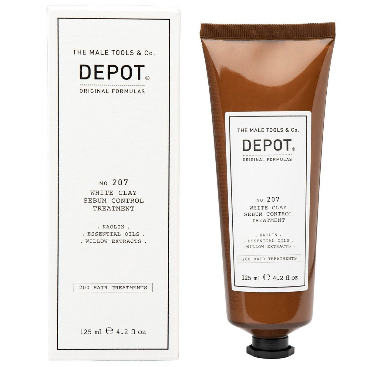 Depot, 200 Hair Treatments No. 207, Kaolin, Hårbottenbehandlingskräm mask, För reglering av överflödigt talg, 125 ml
