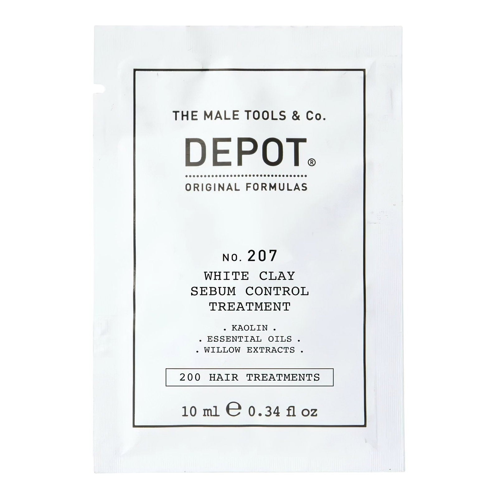 Depot, 200 Hair Treatments No. 207, Kaolin, Hårbottenbehandlingskräm mask, För reglering av överflödigt talg, 10 ml