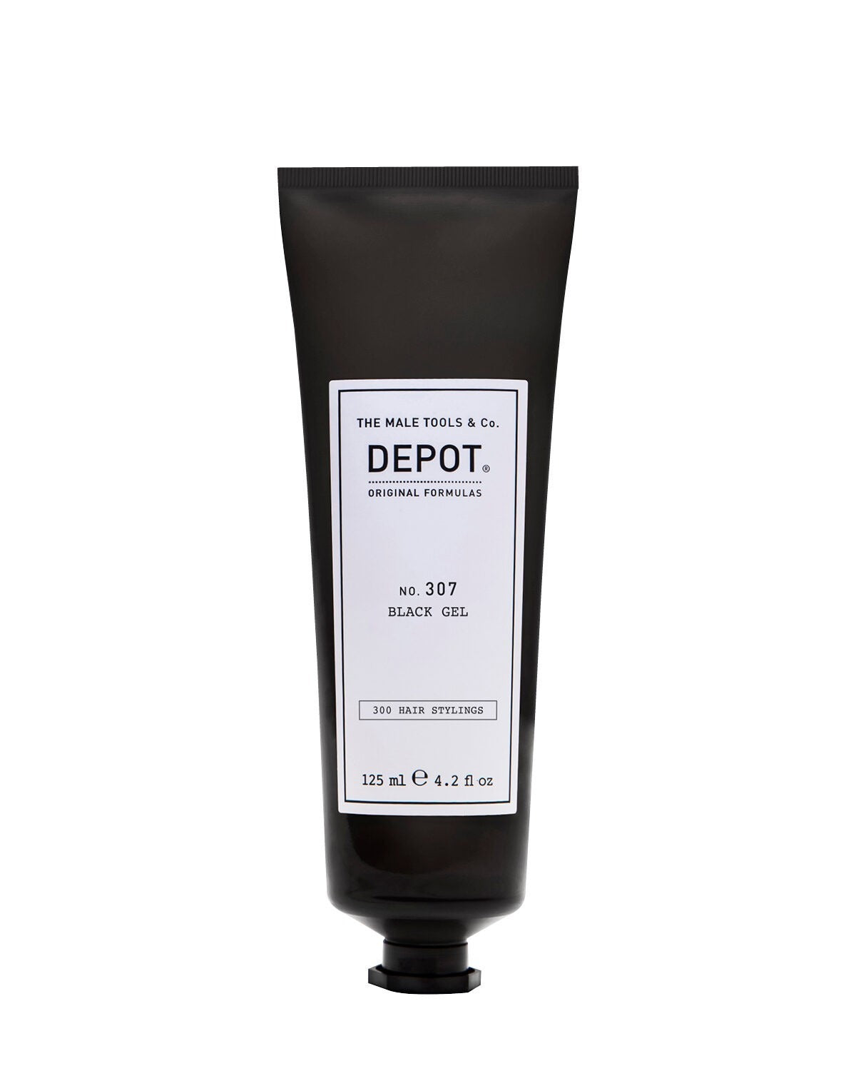 Depot, 300 Hair Stylings No. 307 Black, Botaniskt komplex, Hårstylingsgel, Tillfällig täckning & volym, Medium stadga, 125 ml