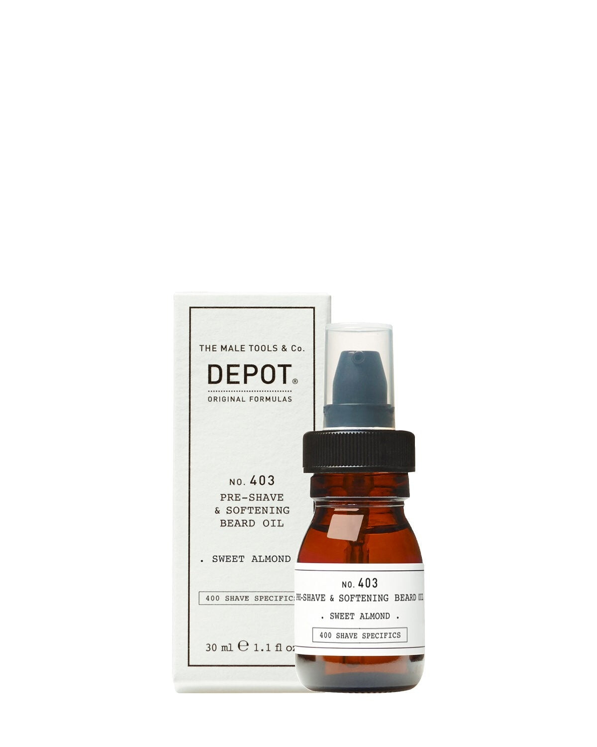 Depot, 400 Shave Specifics No. 403, Söt mandel, Mjukgöring, Rakolja för rakning, 30 ml