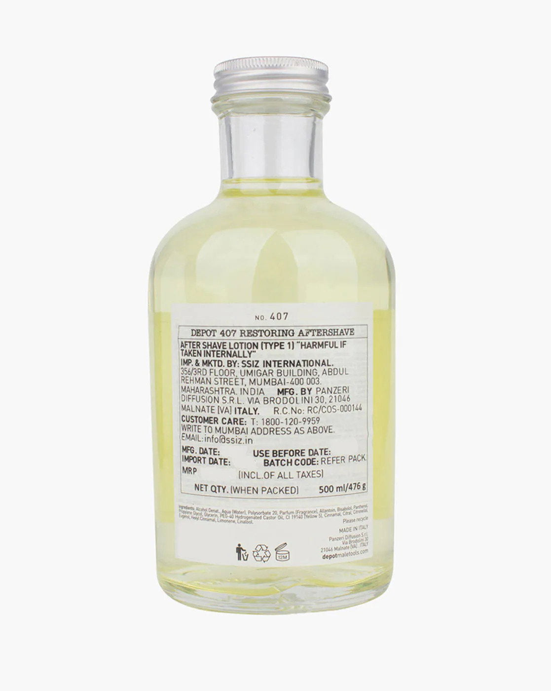 Depot, 400 Shave Specifics No. 407, Provitamin B5, Återställning och uppfräschning, After shave-lotion, 500 ml