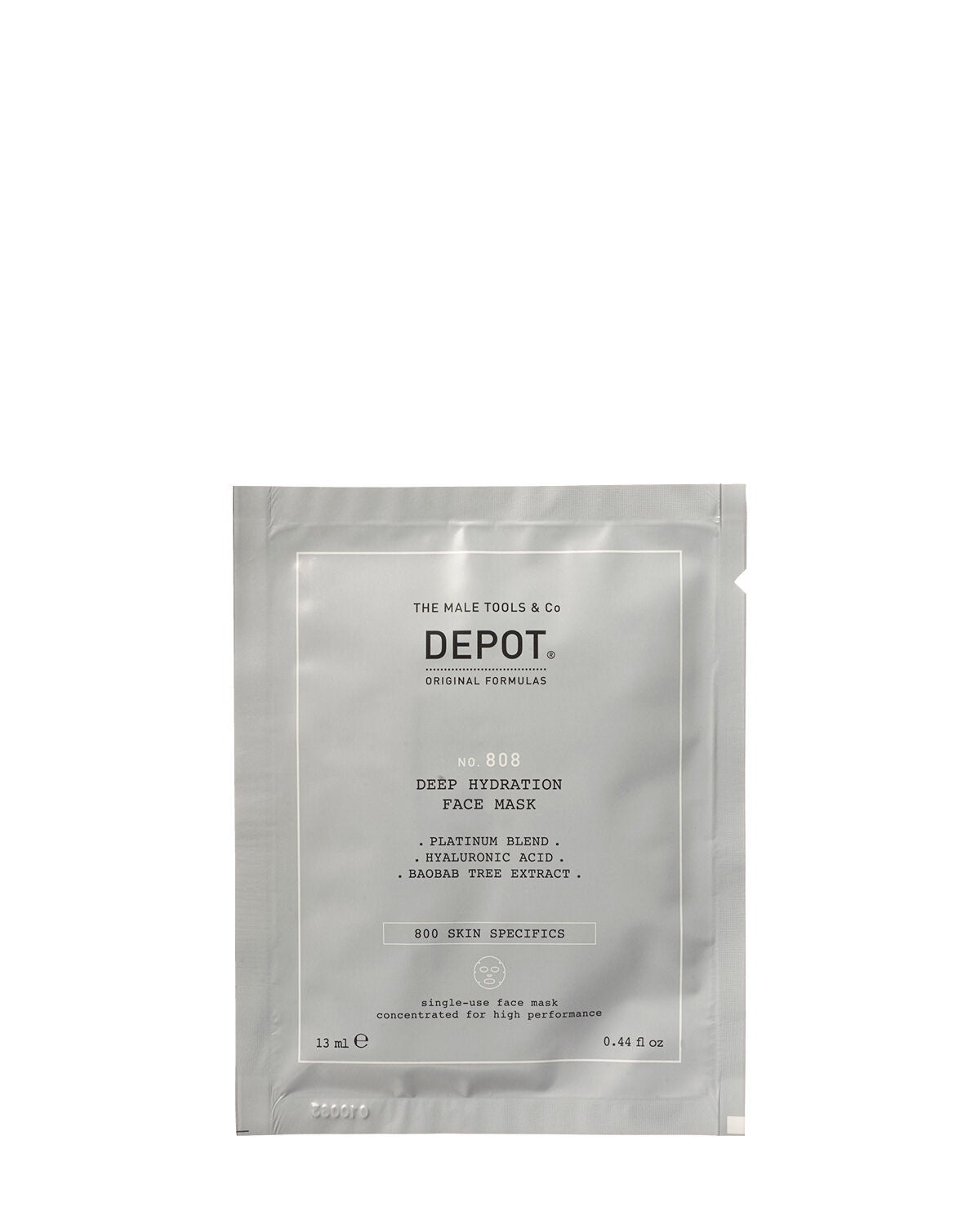 Depot, 800 Skin Specifics No. 808, Hyaluronsyra, Djupt återfuktande/Lugnande och revitaliserande, Ansiktsmask, För ansiktet, Dag, 13 ml