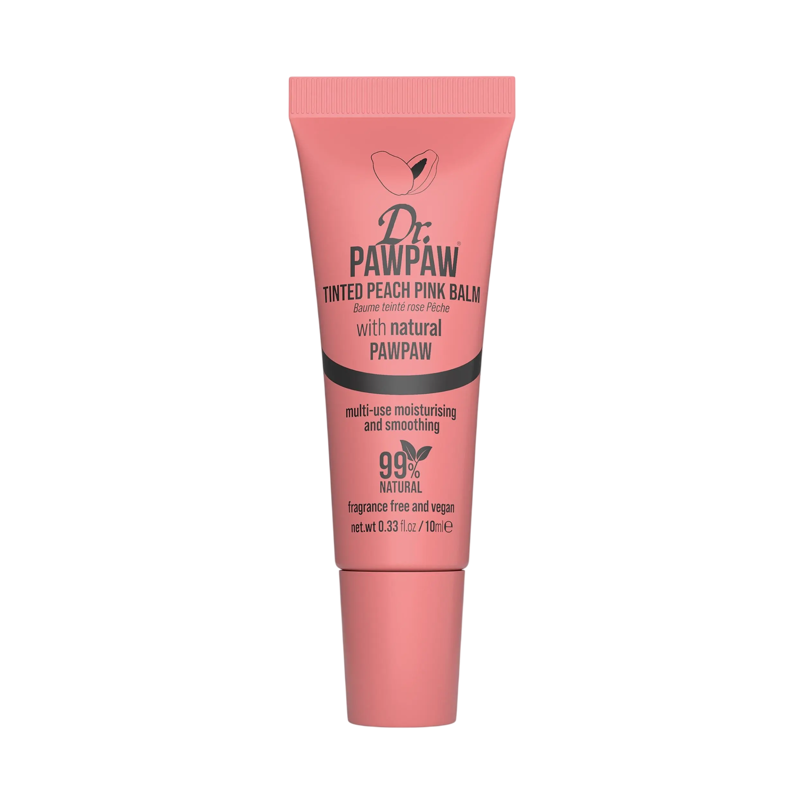 Dr. PawPaw, Multipurpose, Läpp- och kindbalsam 2-i-1, Rosa persika, 10 ml