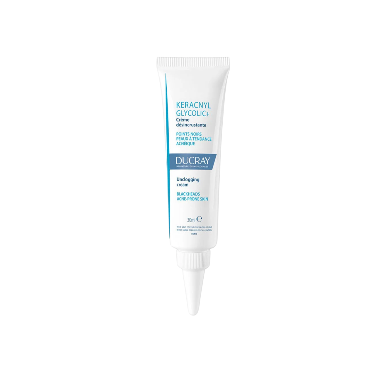 Ducray, Keracnyl, Glycolic, Mot pormaskar, Lokal behandlingskräm, Oily and acne-prone skin, För ansiktet, 30 ml