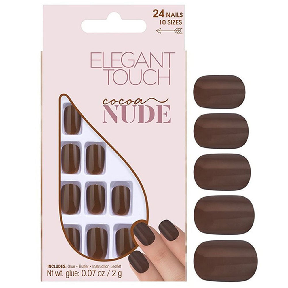 Set, Elegant Touch, Nude, Squoval, Lösnaglar, Kakao, 24 st