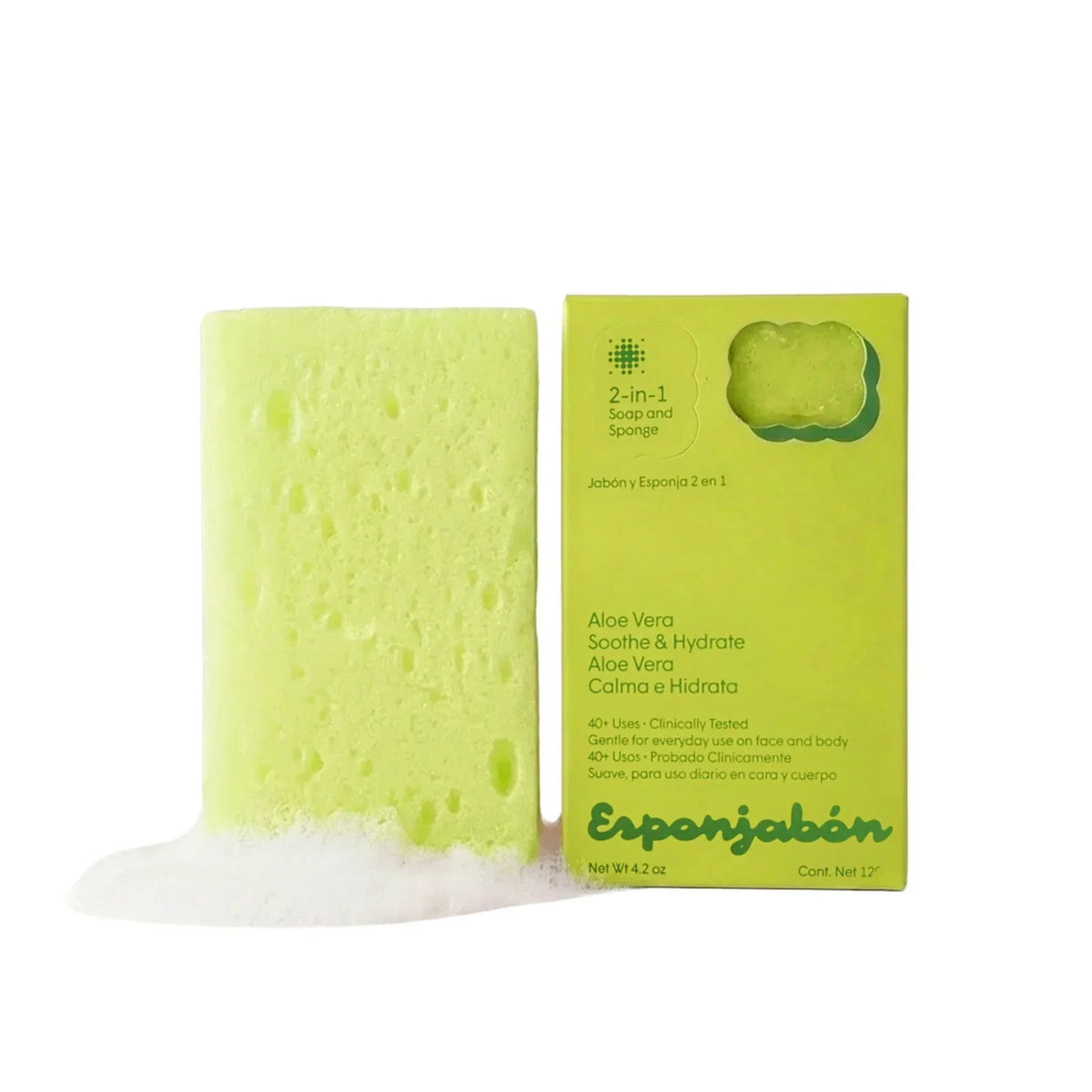 Esponjabon, Aloe Vera, Återfuktande och lugnande, Tvål och svamp 2-i-1, För ansikte & kropp, 120 g