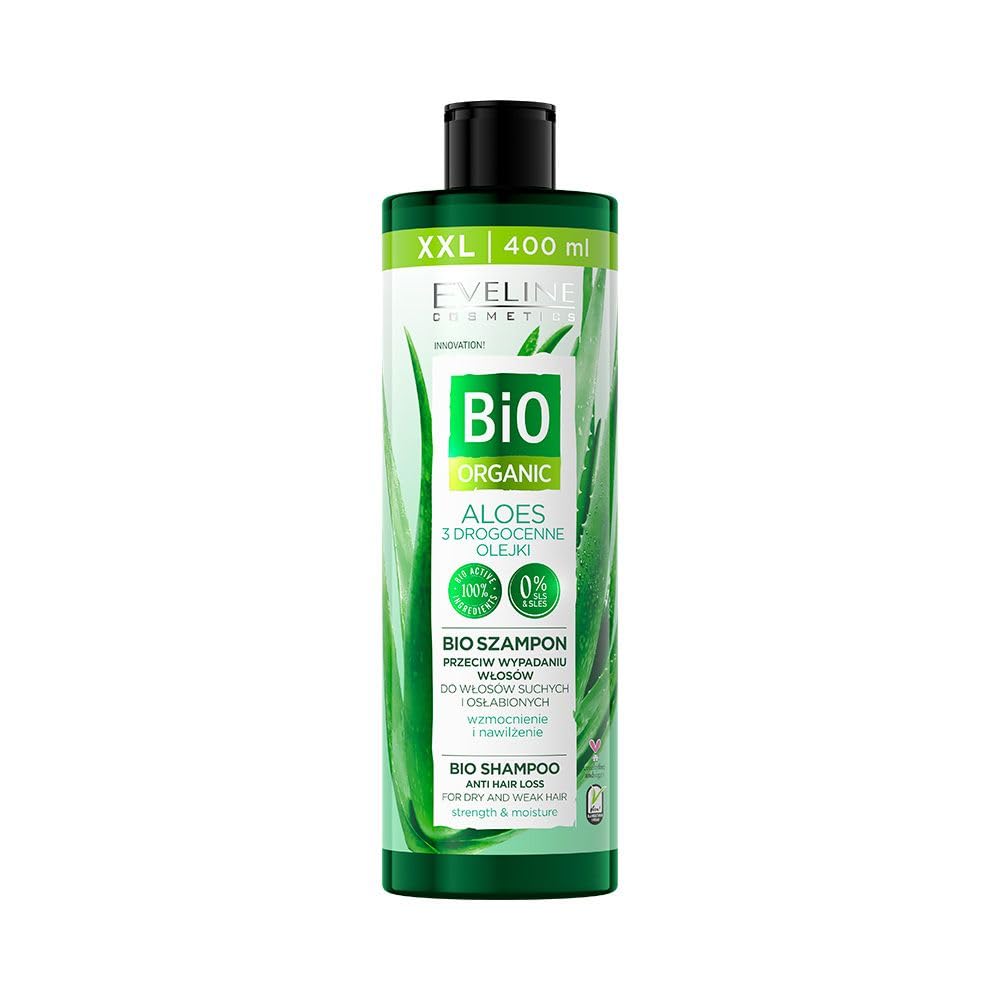 Eveline Cosmetics, Bio Organic, Aloe, Hårschampo, Mot håravfall, 400 ml
