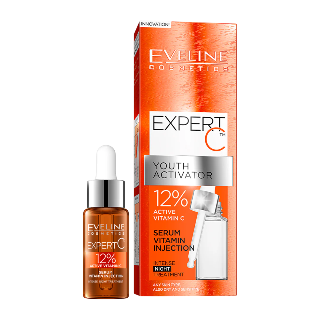 Eveline Cosmetics, Expert C, Vitamin C, Anti Aging, Natt, Serum, För ansiktet, 18 ml