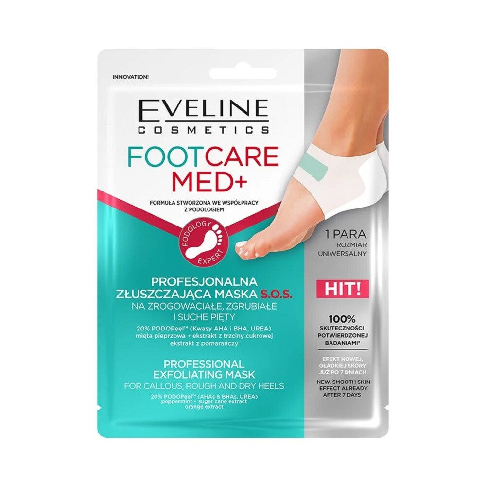 Eveline Cosmetics, Foot Care Med, Exfoliering, Fotmask i arkform, 2 st