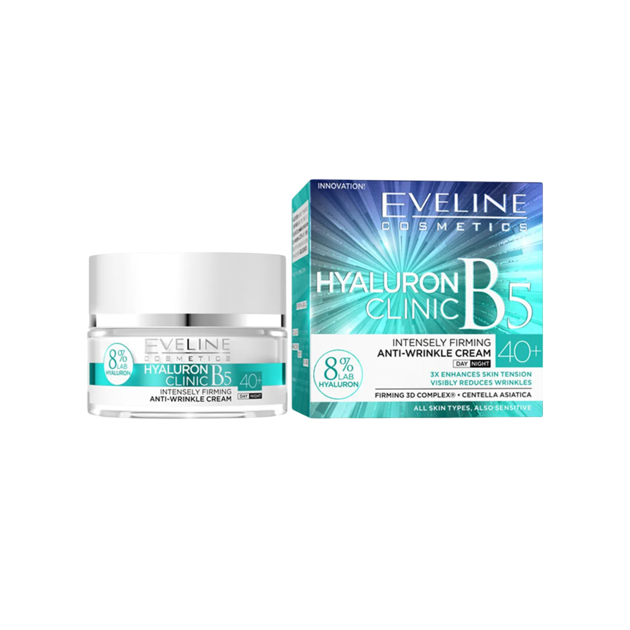 Eveline Cosmetics, Hyaluron Clinic 40+, Anti-rynkor, Dag & Natt, Grädde, För ansiktet, 50 ml