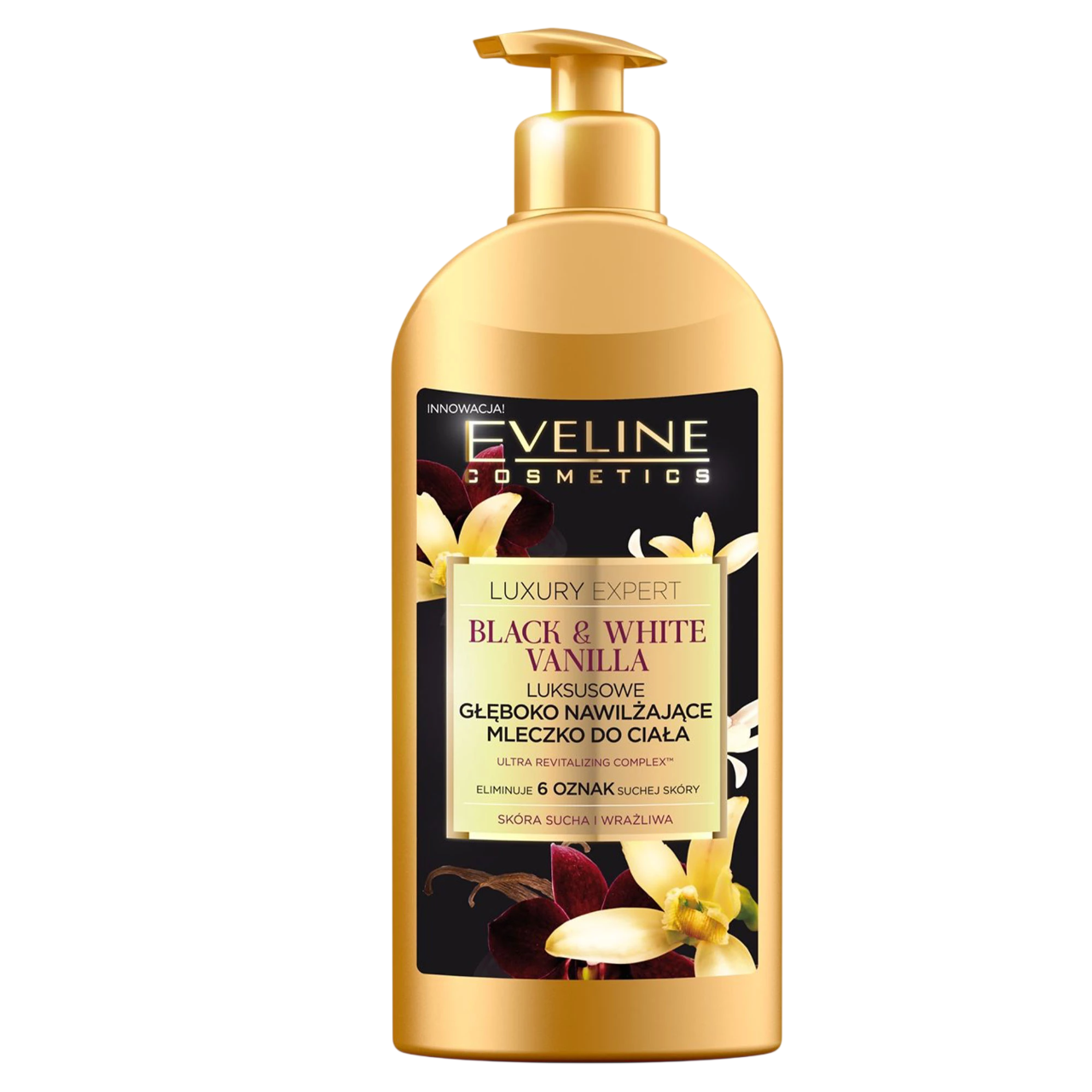 Eveline Cosmetics, Luxury Expert Black & White Vanilla, Vanilj, Återfuktande, Applicera dagligen, Kroppslotion, 350 ml